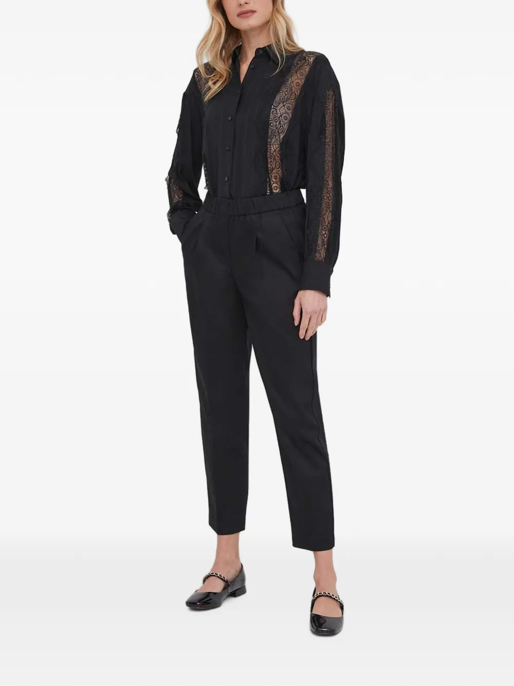 Sisley Shirt met kanten detail Zwart