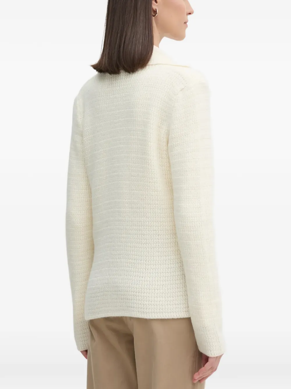 Sisley Gebreid vest met gekerfde revers en textuur Beige