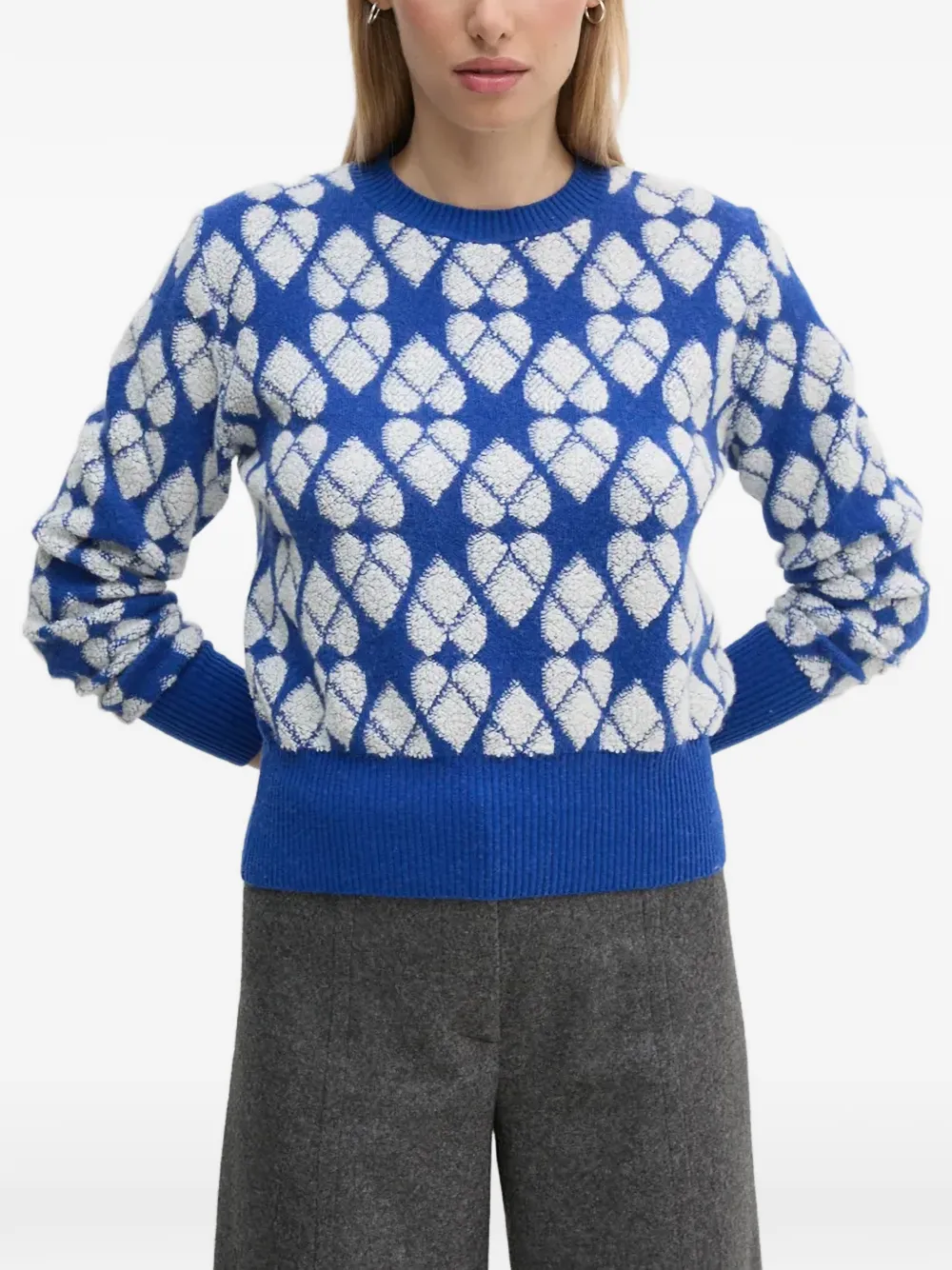 Benetton Argyle Pattern Sweater In Blue