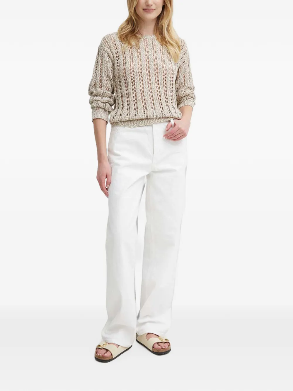 Sisley Opengebreide trui Beige