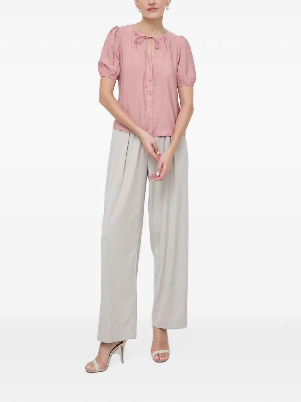 Silvian Heach Blouse met gestrikte hals en knoop Roze