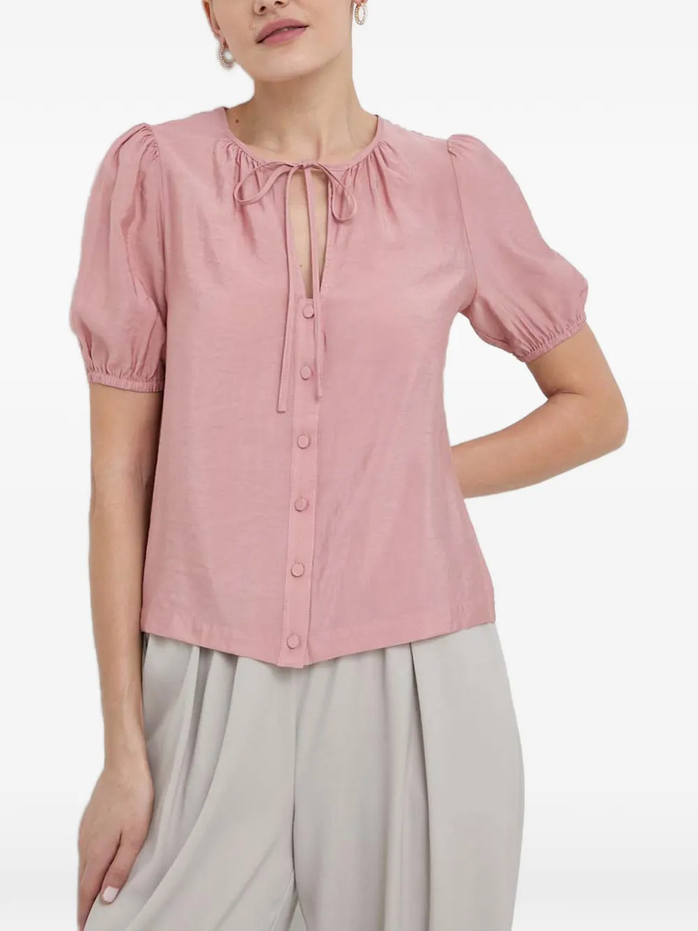 Silvian Heach Blusa con collo lavallière - Rosa