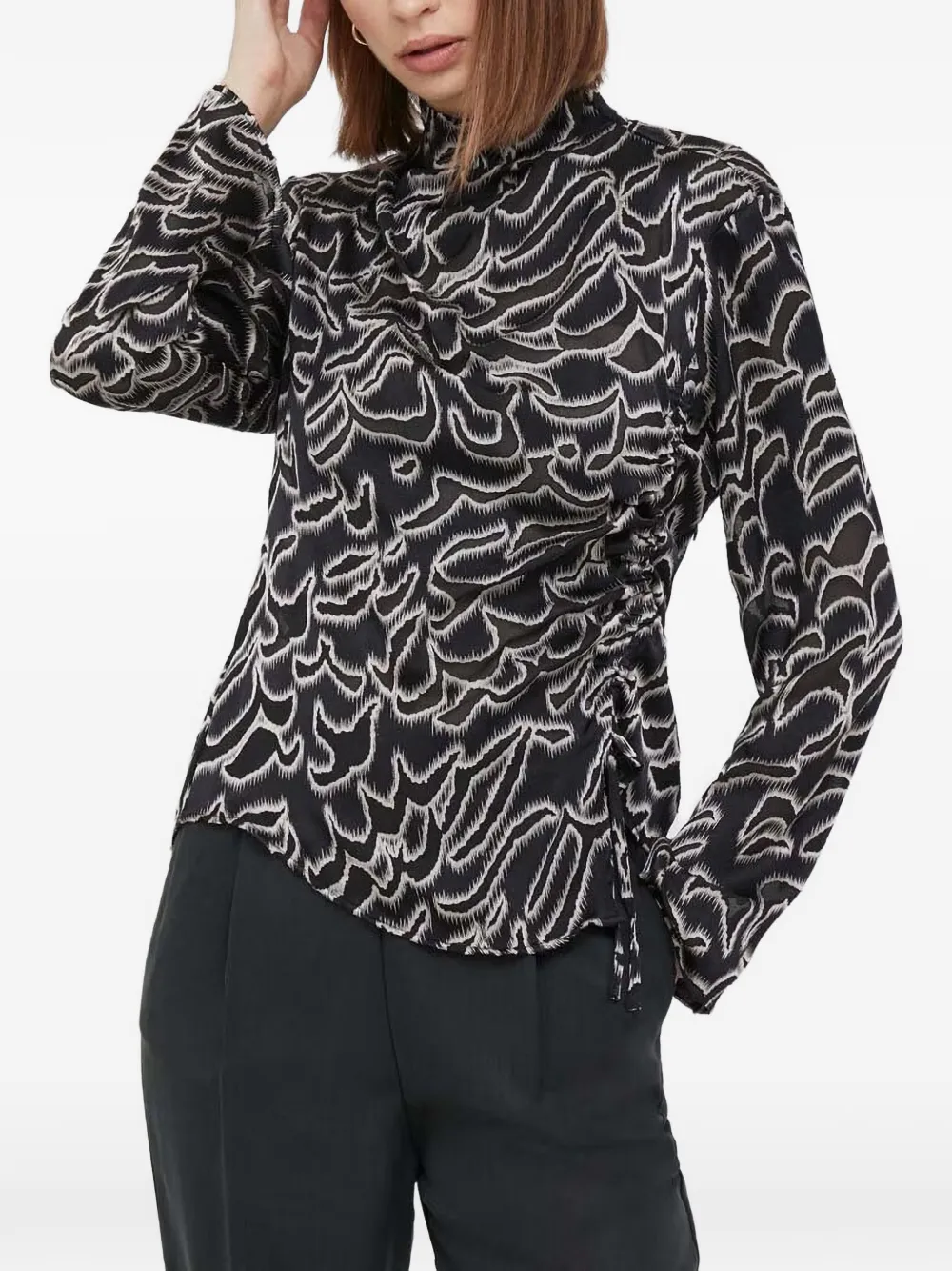 Sisley high-neck abstract-print top - Nero