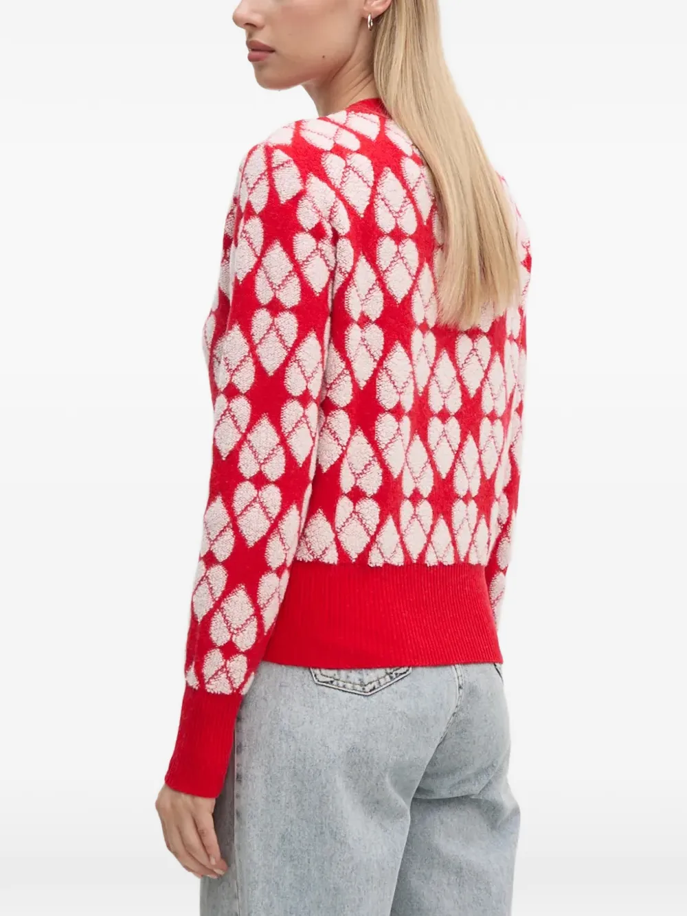 Benetton Heart Pattern Sweater In Red