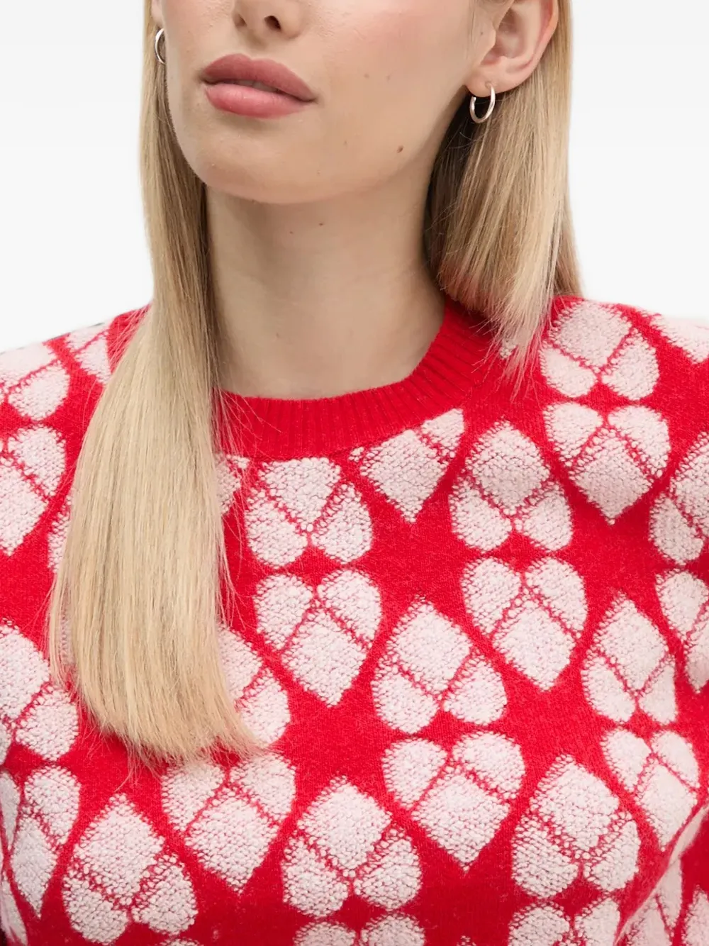 Benetton Heart Pattern Sweater In Red