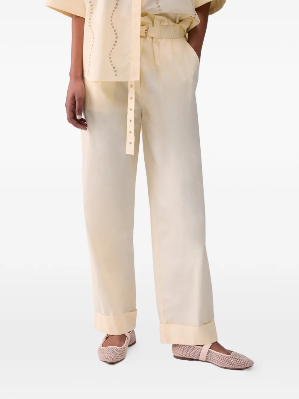  Liu Jo High-rise Cotton Trousers - Yellow 