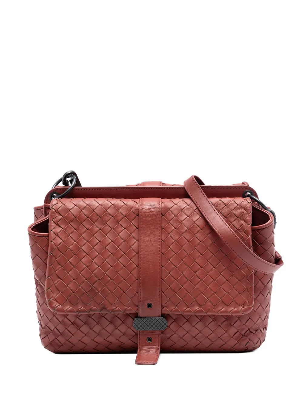 Bottega Veneta Pre-Owned 2012-2025 Nappa Intrecciato Double Sided Flap Messenger Bag crossbody bag - Rosso