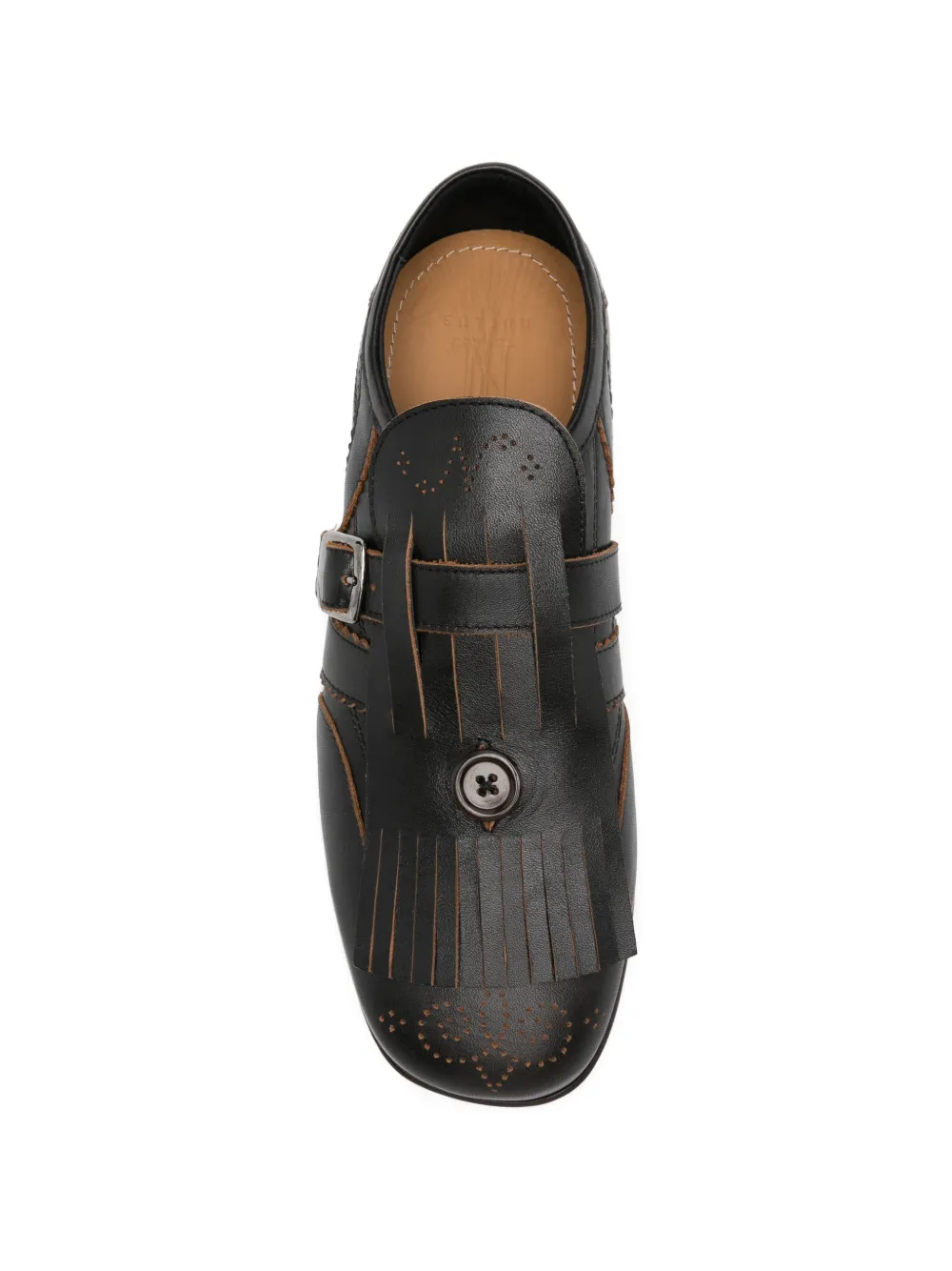 NULLUS Kiltie gespschoenen met franje Bruin