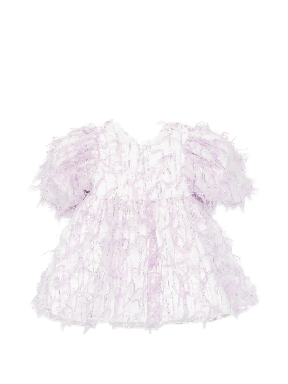 alapage Roseto feather-detail metallic-thread dress - Viola