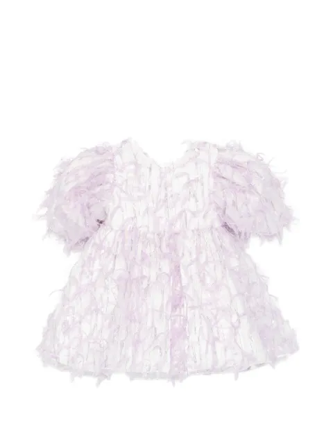 alapage Roseto feather-detail metallic-thread dress