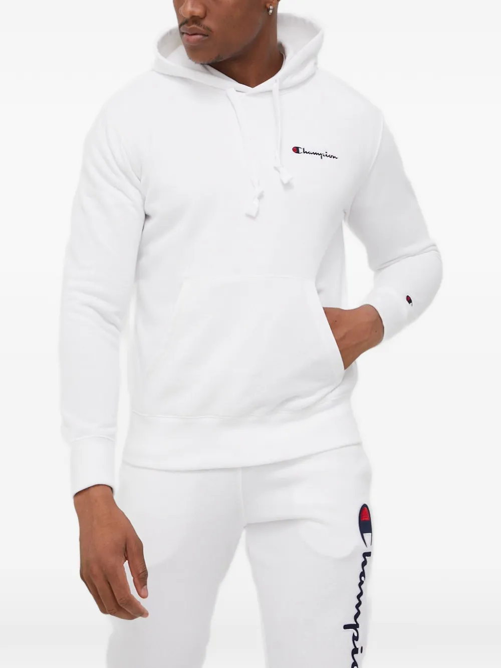 Champion logo-embroidered drawstring hoodie Wit