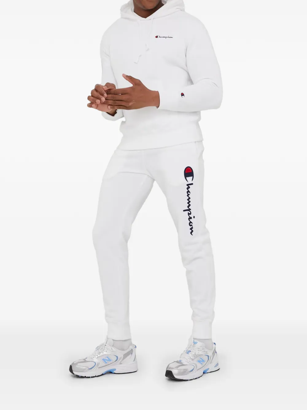 Champion logo-embroidered drawstring hoodie Wit