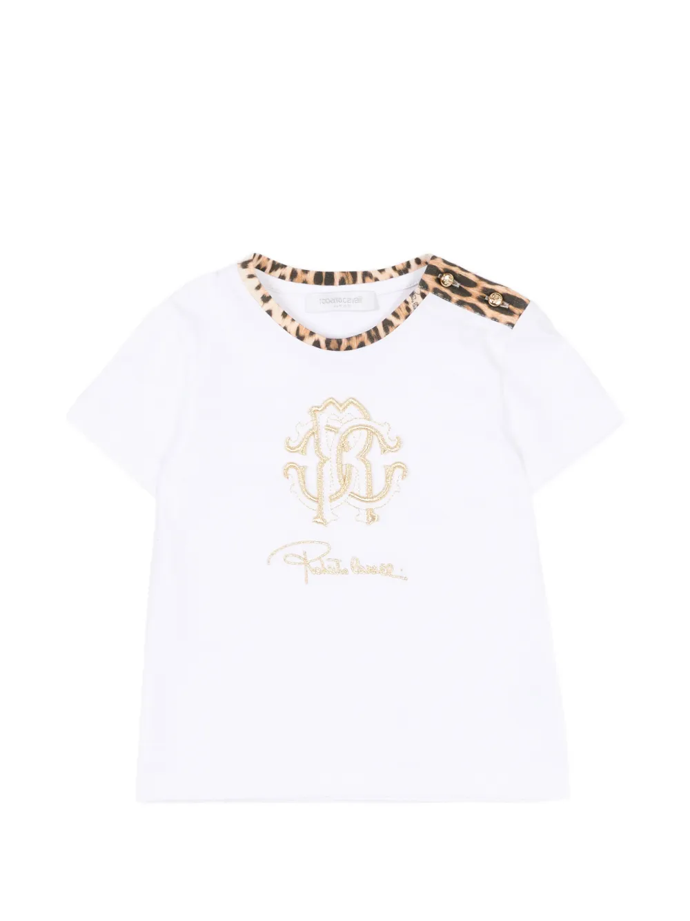 Roberto Cavalli Junior leopard-print short-sleeves T-shirt - Bianco