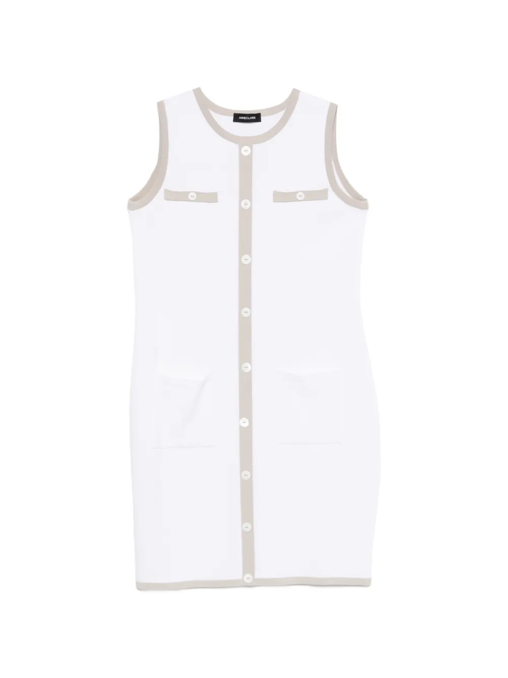 anne claire contrast-trim buttoned mini dress - Bianco