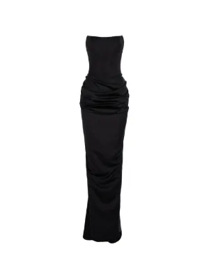 zafira maxi dress black Proenza Schouler In Mercerized Cotton Jersey | 1960s Geoffrey Beene Black minimalistic dress Thigh high split Color:Black Windsor Brocade