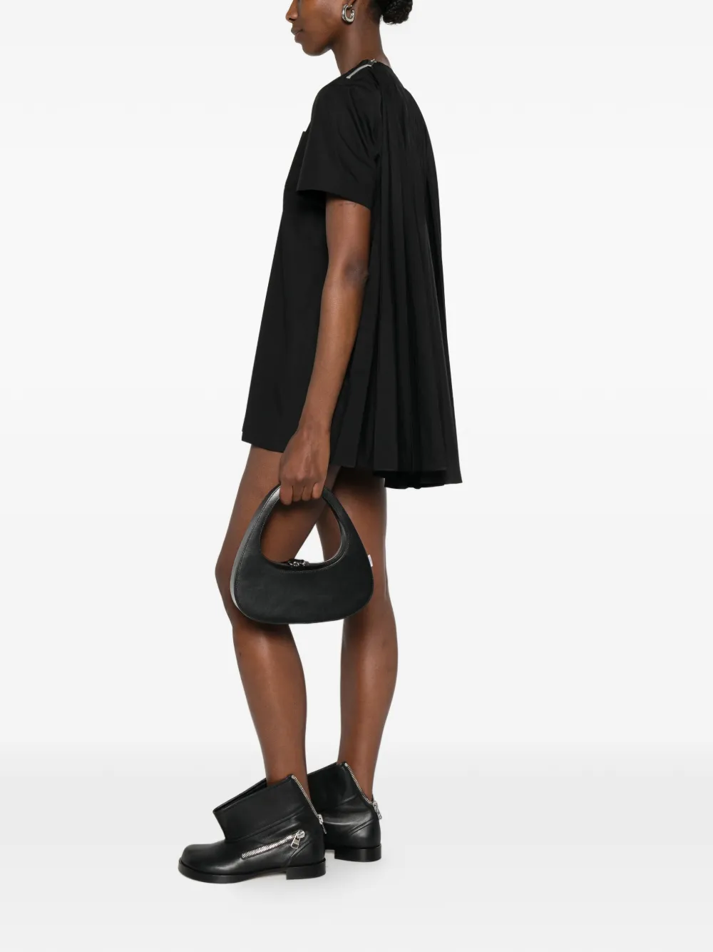 sacai Geplooide mini-jurk Zwart