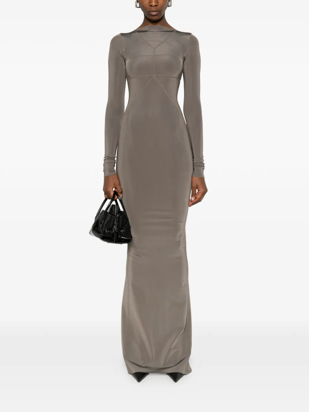 Rick Owens long-sleeve maxi dress - Grigio
