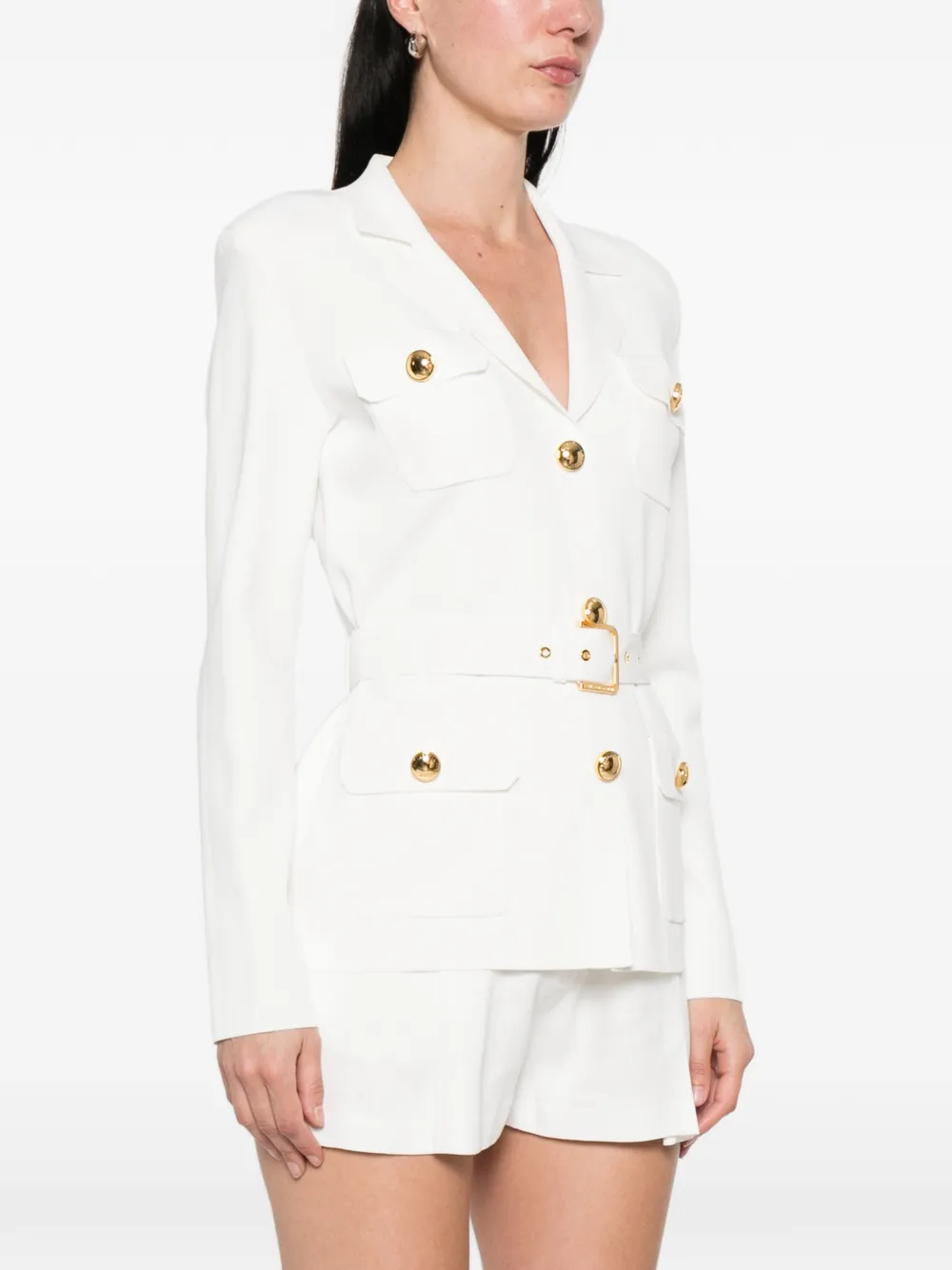  Elisabetta Franchi Pocket Button Cardigan - White 