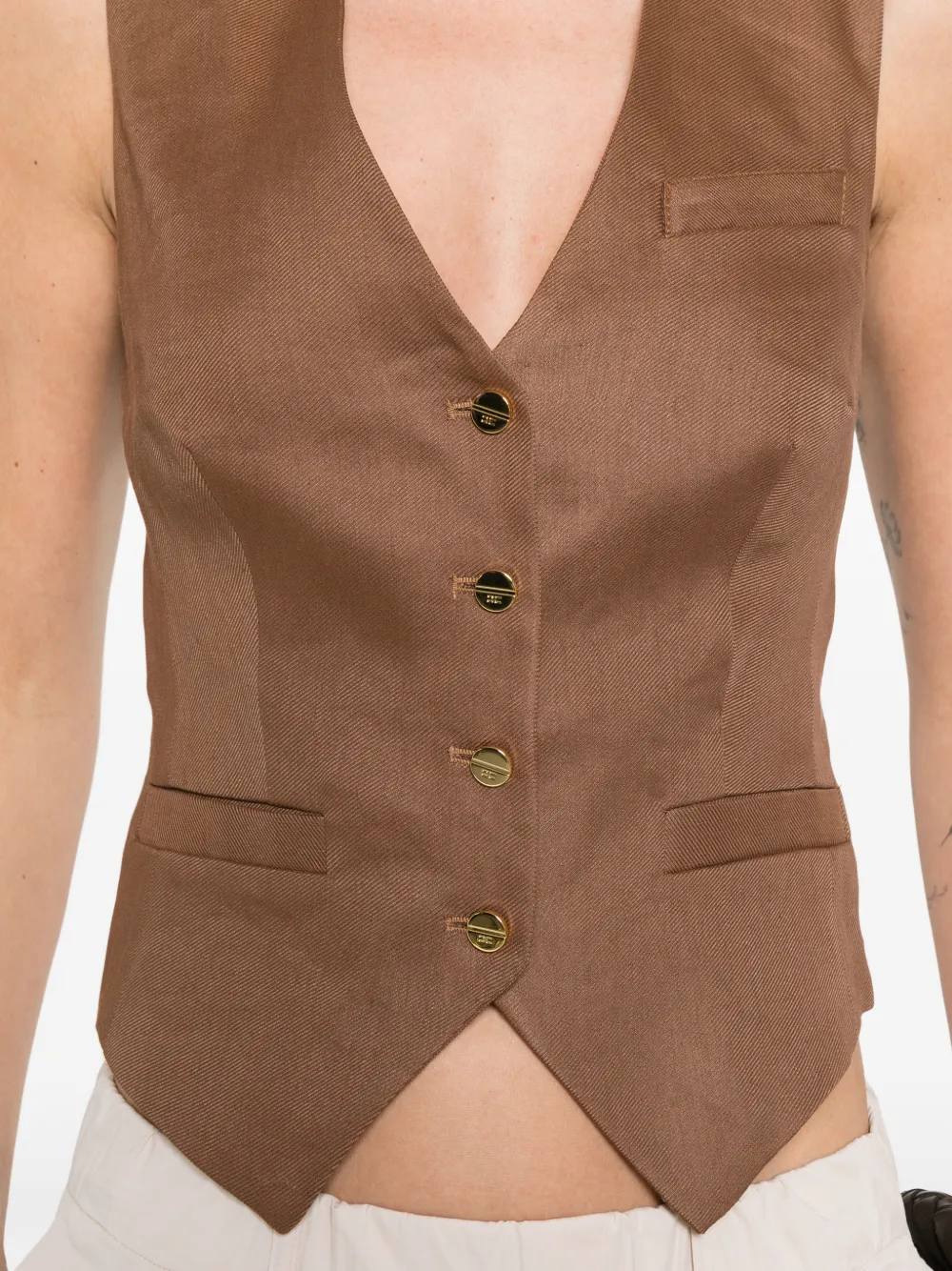 Elisabetta Franchi Crêpe gilet Bruin