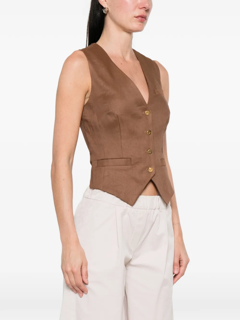 Elisabetta Franchi Crêpe gilet Bruin