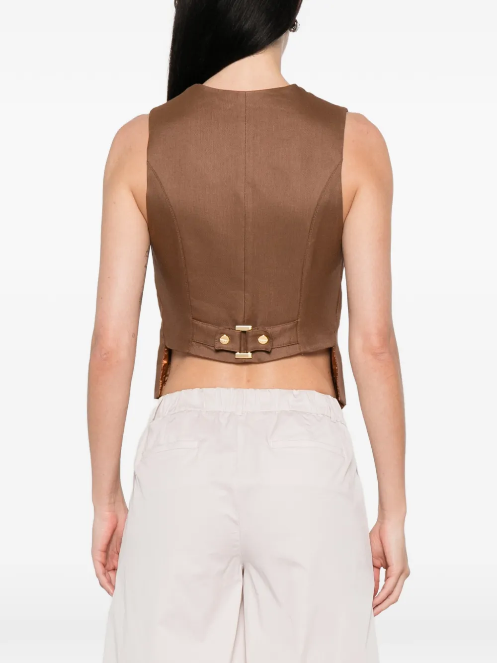 Elisabetta Franchi Crêpe gilet Bruin
