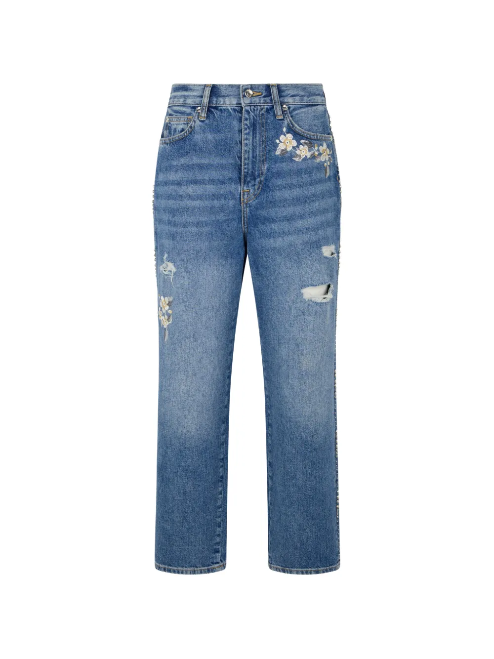 LIU JO floral-embroidery jeans - Blu