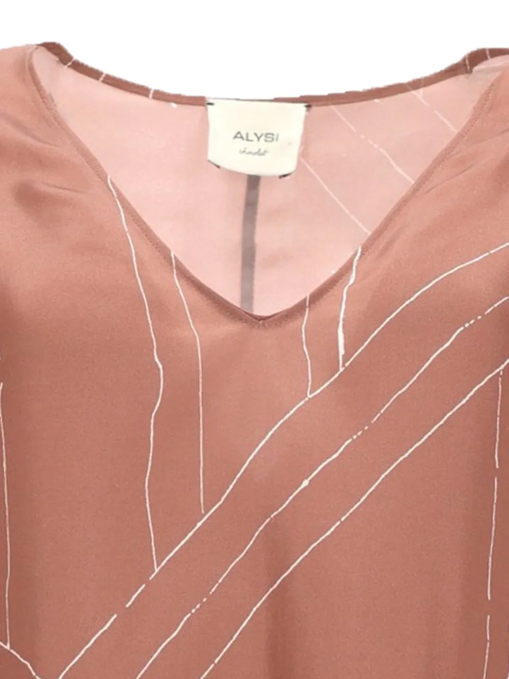 Alysi Top met V-hals en abstracte print Bruin