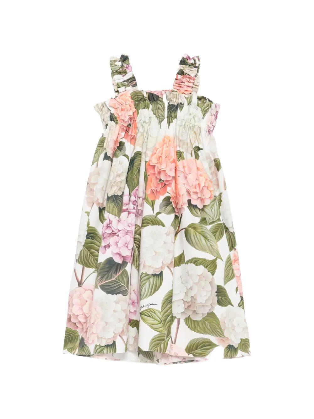 Dolce & Gabbana Kids Jurk met print en ruches Wit