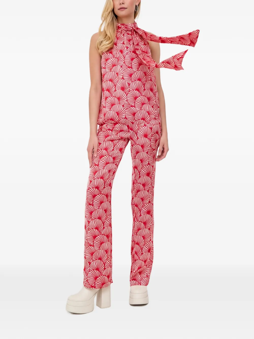 Morgan Liv broek met bloemenprint Rood