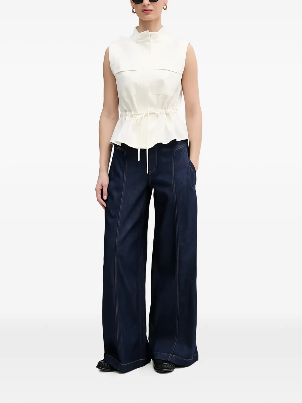 Mos Mosh contrast-stitch wide-leg jeans - Blu