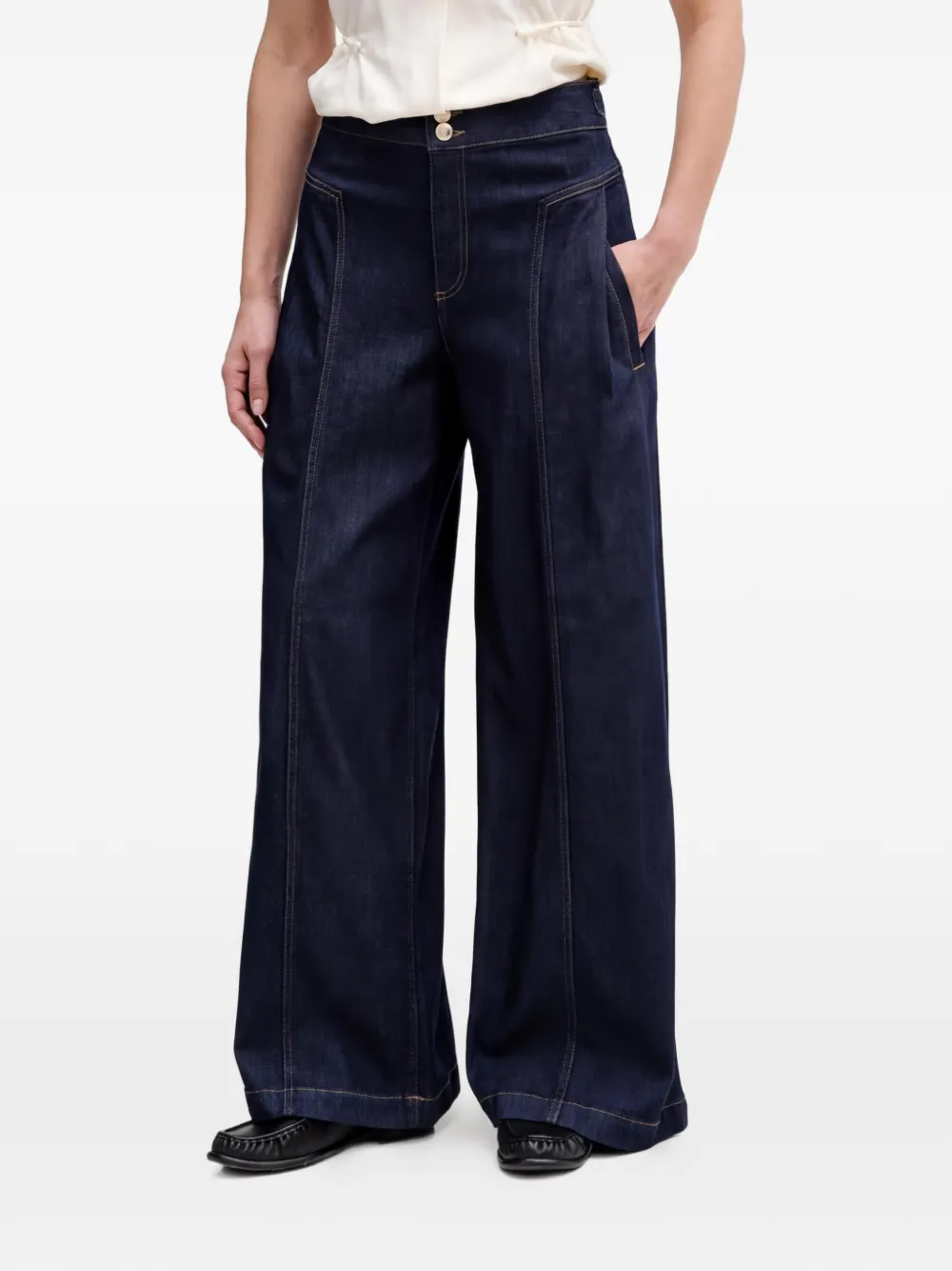 Mos Mosh Weite Jeans mit Kontrastnähten - Blau