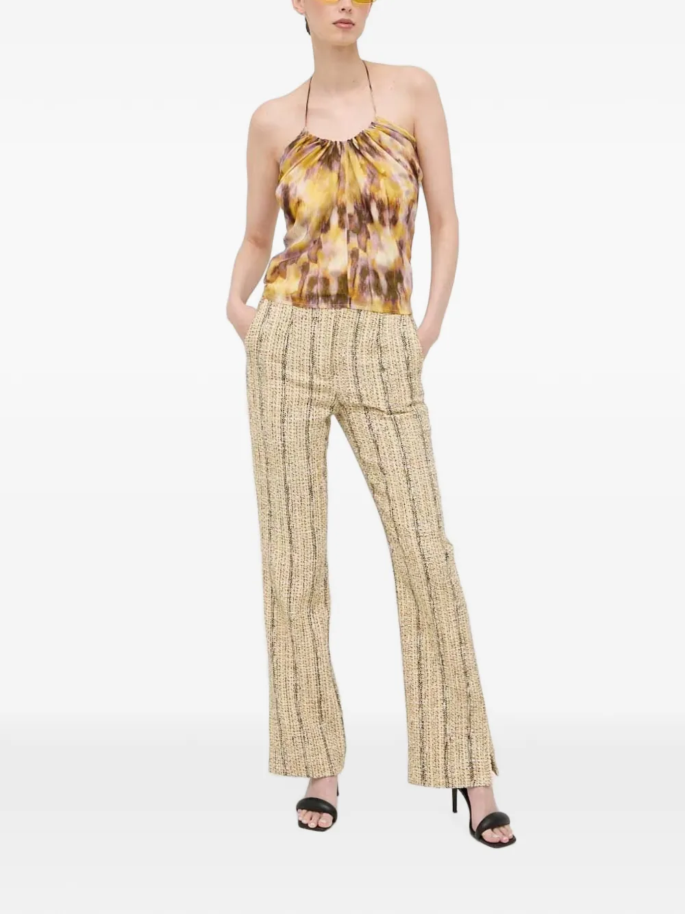 Morgan Haltertop met abstracte print Geel