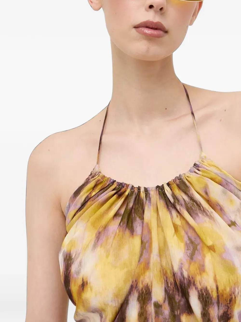 Morgan Haltertop met abstracte print Geel