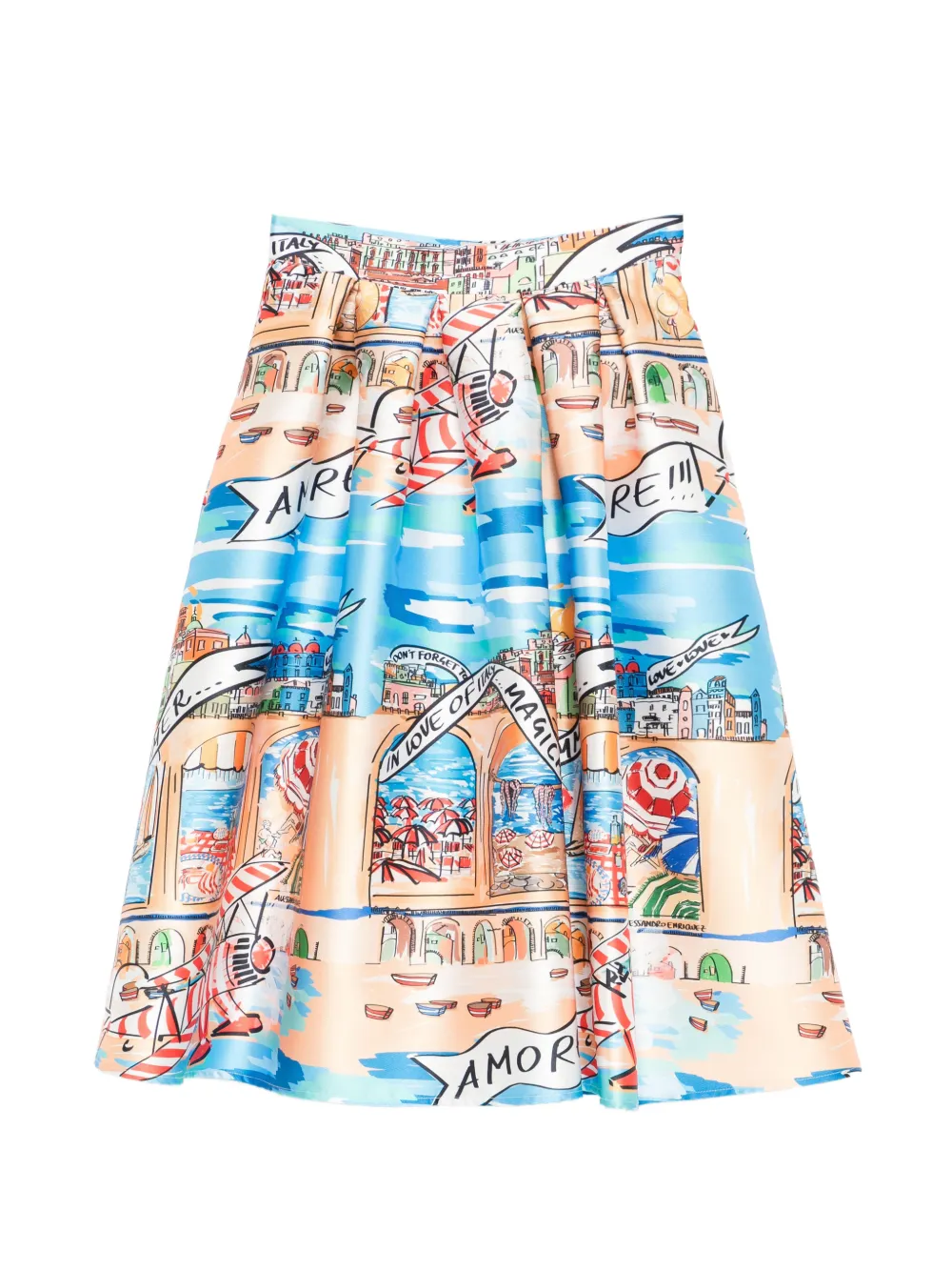 alessandro enriquez Midirock mit Print - Blau