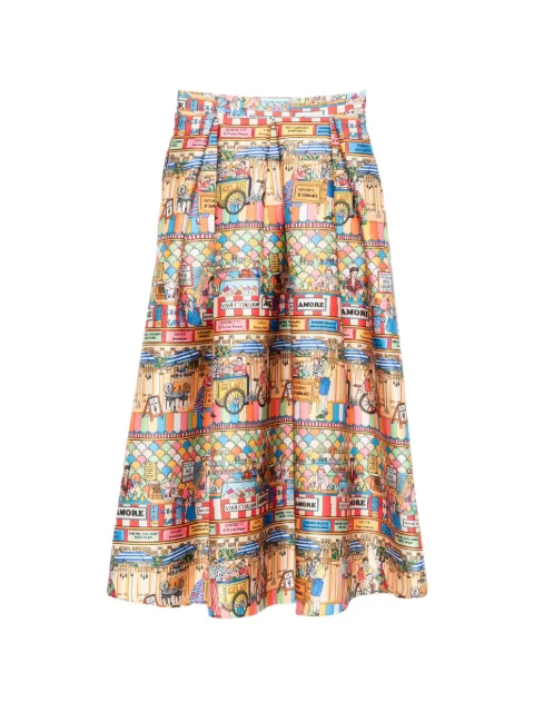 alessandro enriquez — pleated printed midi skirt