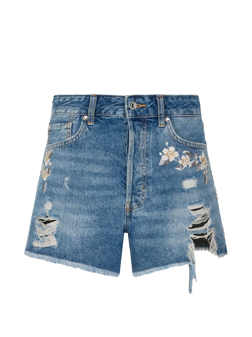 LIU JO distressed-effect shorts - Blu