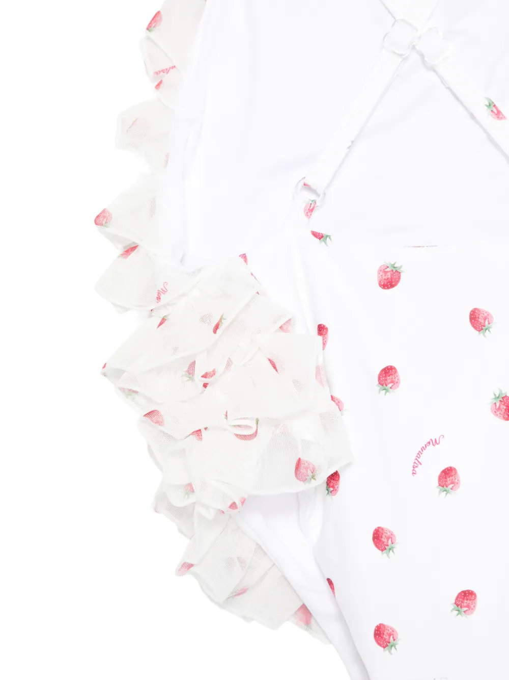  Monnalisa Strawberry Ruffled Swimsuit - White 