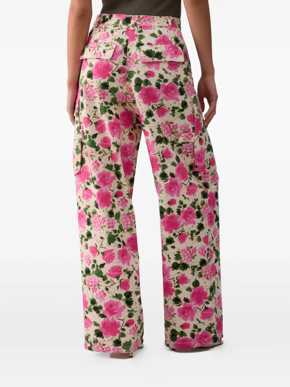 LIU JO Cargo broek met bloemenprint Beige