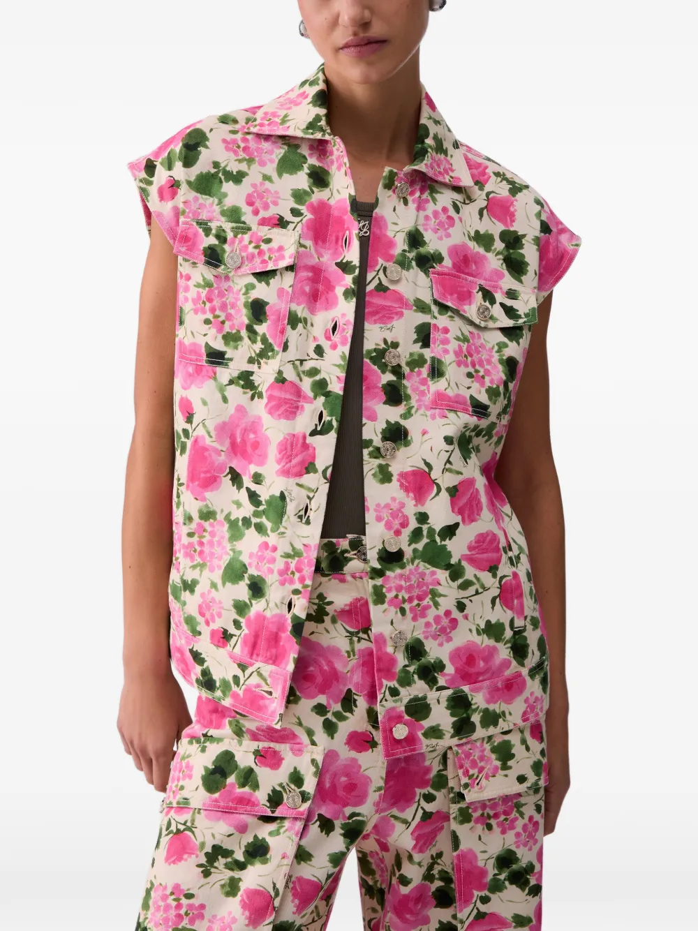 LIU JO Bodywarmer met bloemenprint Beige