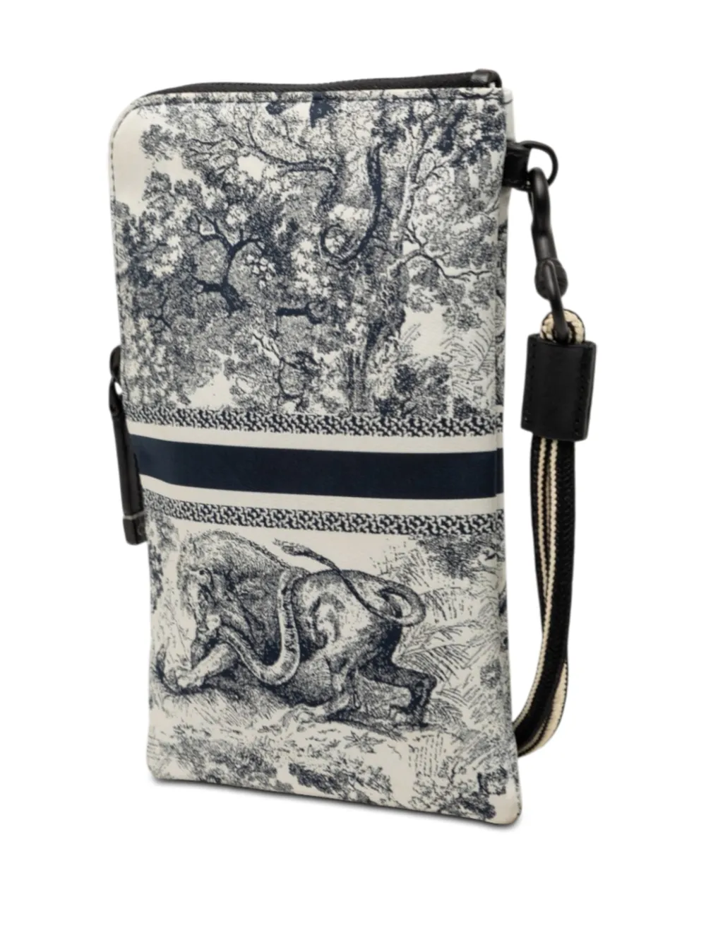  Christian Dior Pre-owned 2021 Technical Fabric Embroidered Toile De Jouy Diortravel Multifunction Pouch Crossbody Bag - Blue 