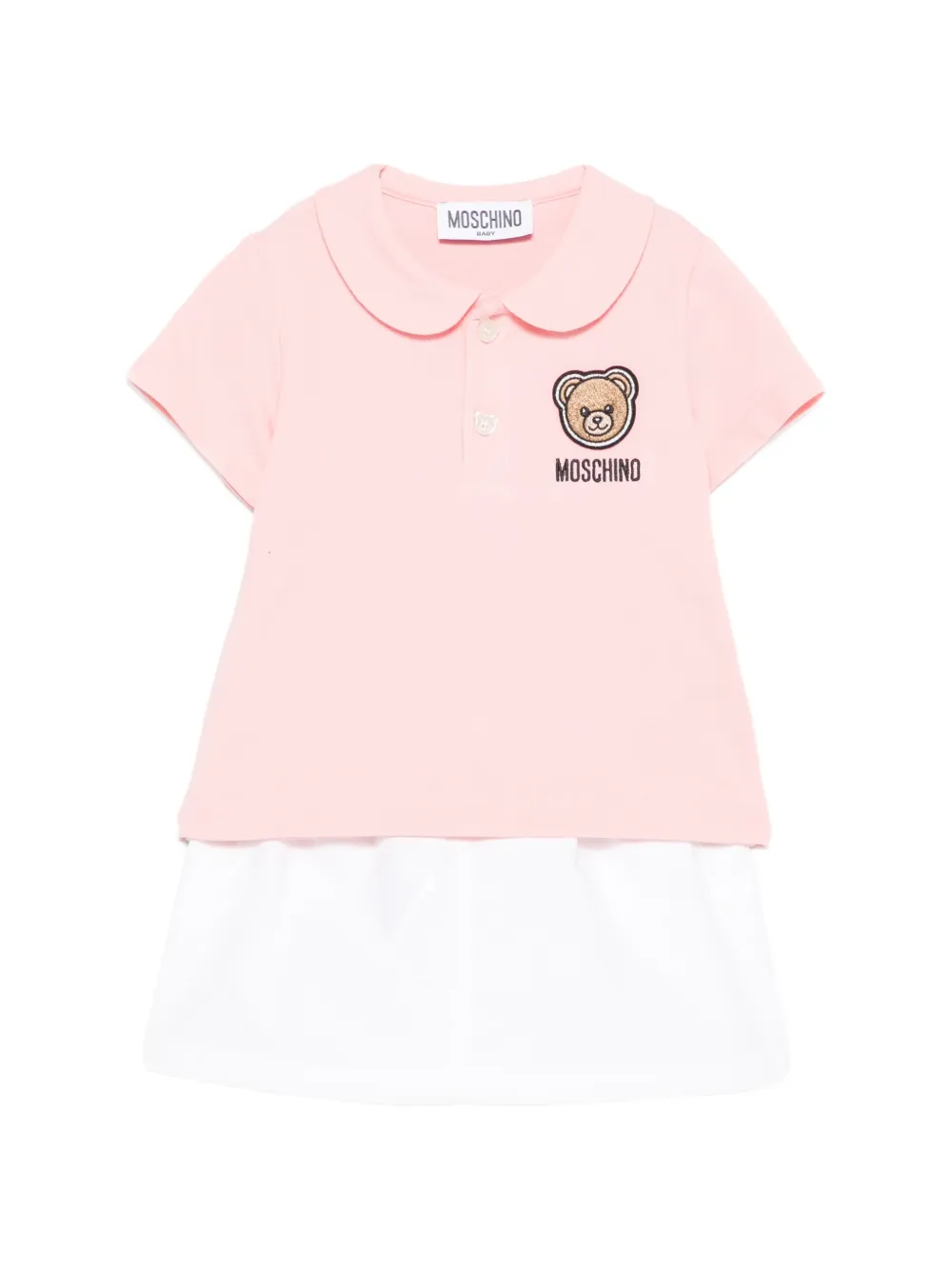 Moschino Kids Teddy Bear Peter Pan-collar polo shirt and dress - Bianco