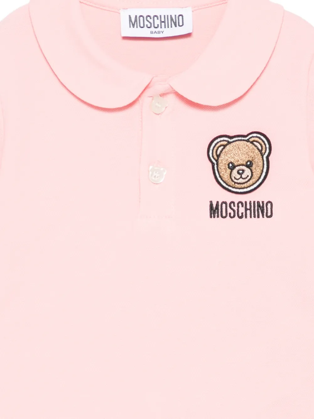 Moschino Kids Poloshirt en jurk met Peter Pan kraag en teddybeer Wit