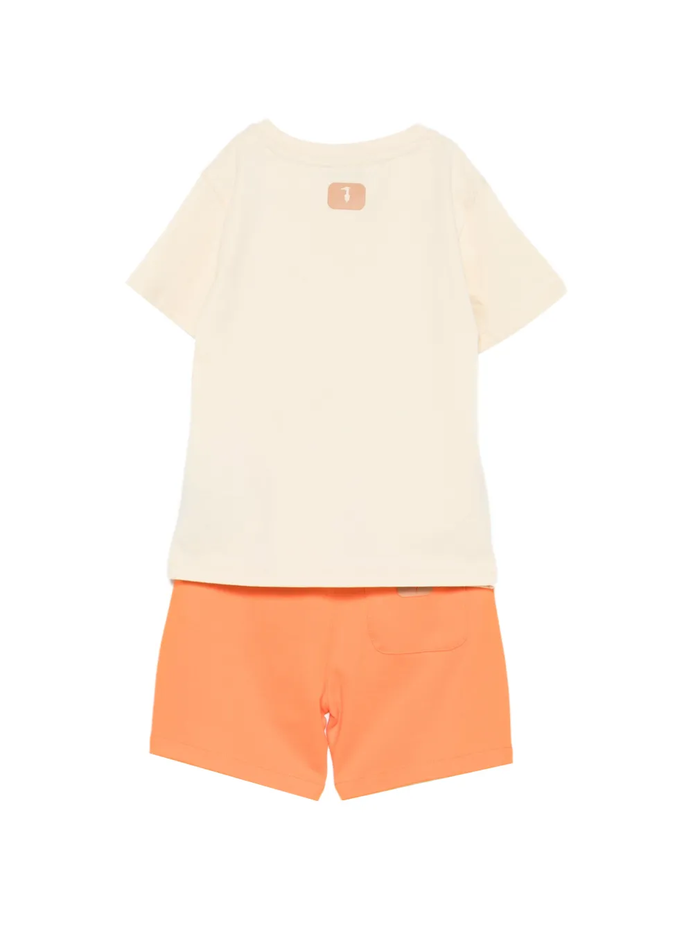 TRUSSARDI JUNIOR Katoenen T-shirt en shorts met logoprint Beige