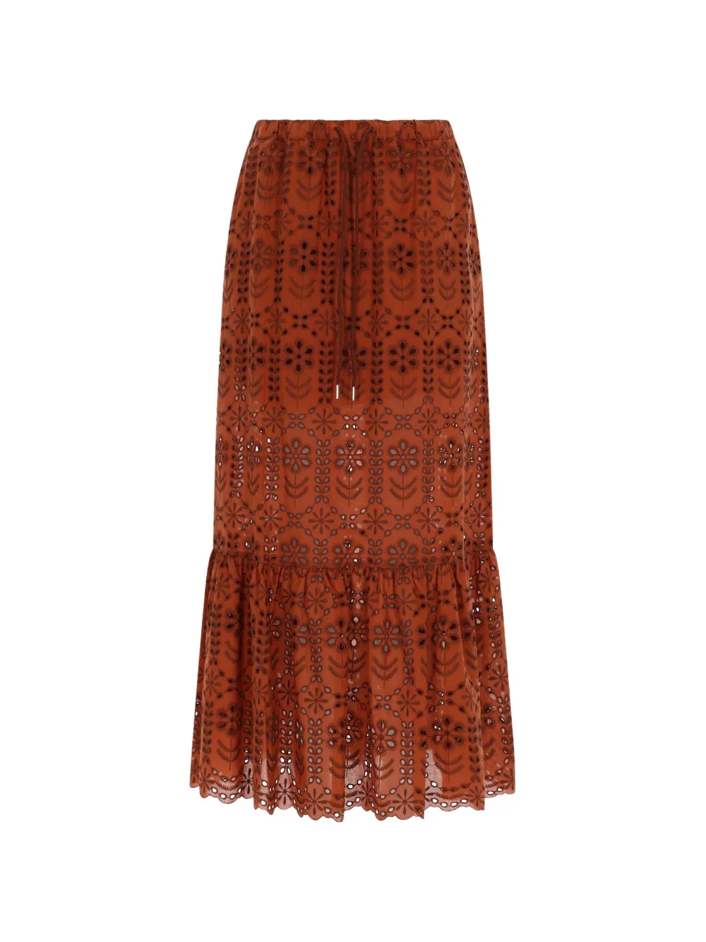 PS Paul Smith broderie-anglaise tiered skirt - Braun