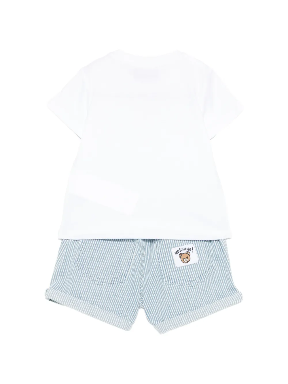 Moschino Kids Teddy Bear gestreepte T-shirt en shorts Wit