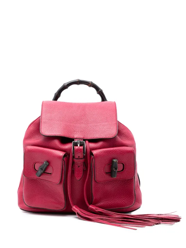 Gucci Pre-owned 2016-2025 Leather Bamboo Tassel Backpack in Pink