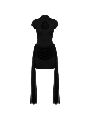 greca one-shoulder mini dress versace Versace Pre-Owned 2018 Greca Logo one-shoulder Midi Dress | Black
