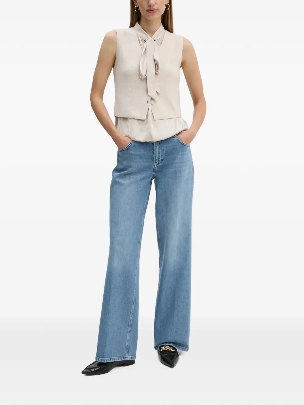 OUI Gilet met V-hals Beige