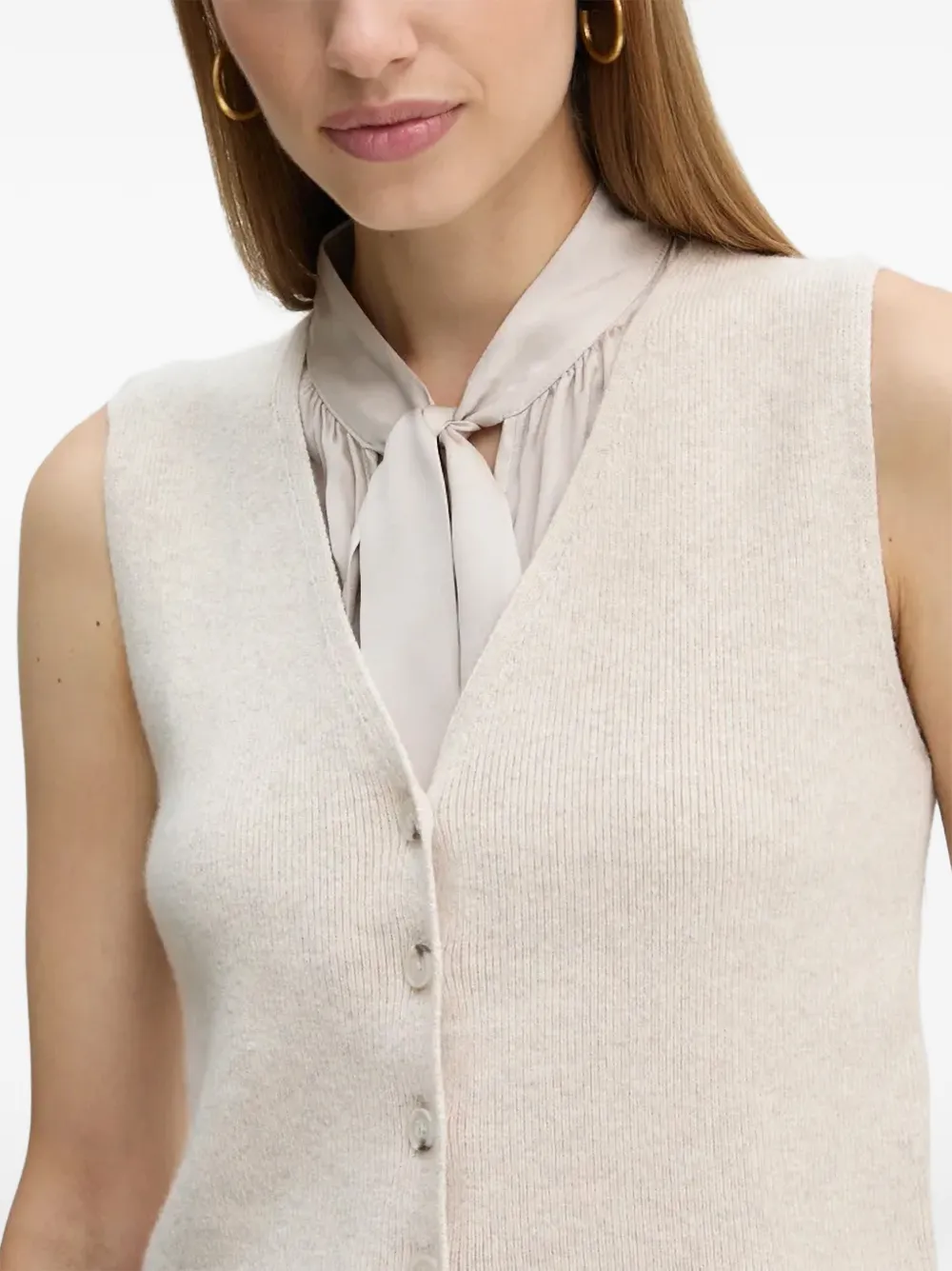 OUI Gilet met V-hals Beige