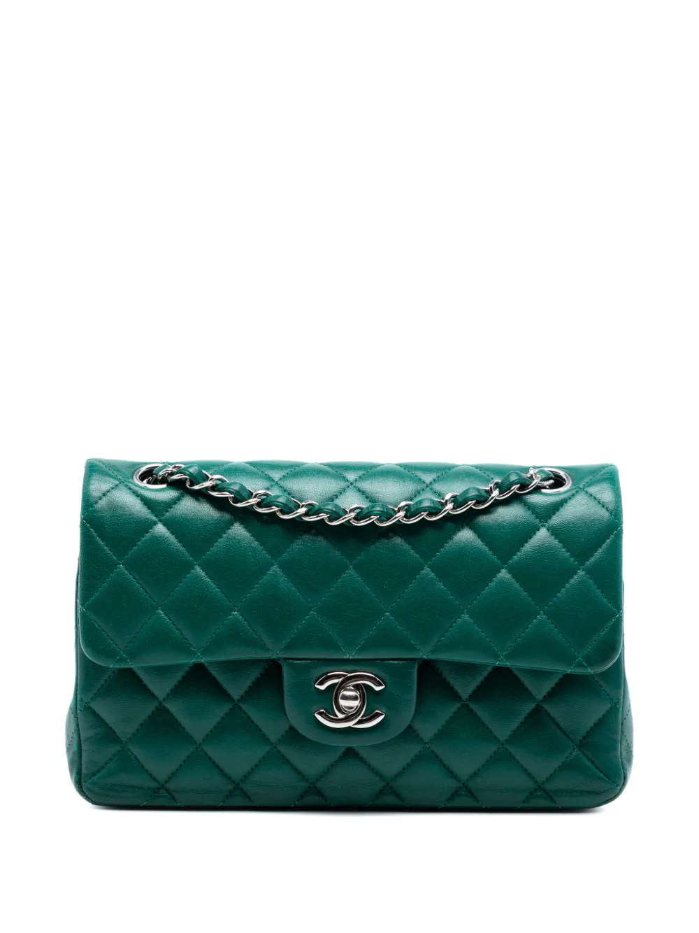 CHANEL Pre-Owned 2018 Small Classic Lambskin Double Flap shoulder bag - Verde
